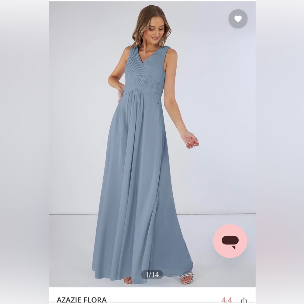 Azazie Dusty Blue Flora Dress